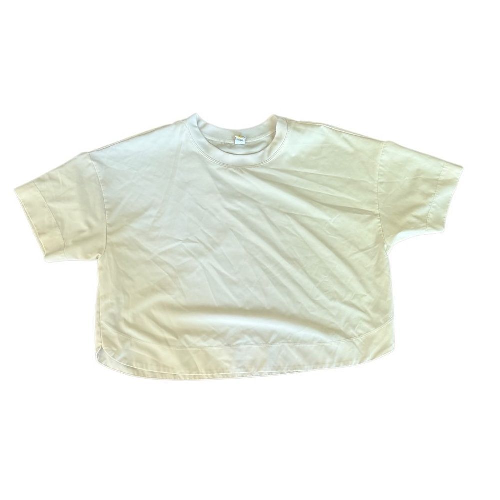 Old Navy StretchTech Crop T-Shirt Cream Cozy Cashmere Medium - Picture 2 of 5